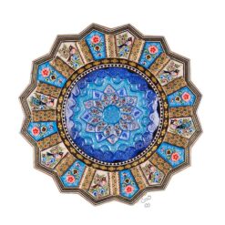 بشقاب میناکاری با قاب خاتمکاری