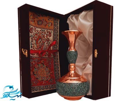 بسته گلدان فیروزه کوبی و ترمه
