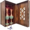 پک هدیه جفت سنبل دان 33 فیروزه کوبی با جعبه چوب و ترمه
