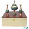 ست هدیه جفت گلدان و شکلات خوری فیروزه کوب به همراه جعبه هدیه
