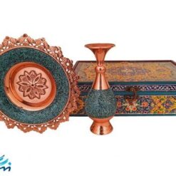 ست گلدان و بشقاب فیروزه کوبی با جعبه نفیس