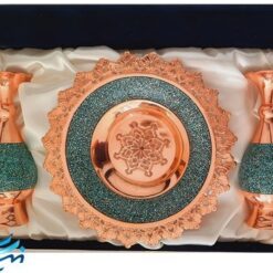 پک هدیه جفت گلدان و بشقاب فیروزه کوبی