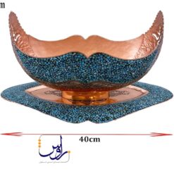 ست کشکول و سینی قلم خورده فیروزه کوب