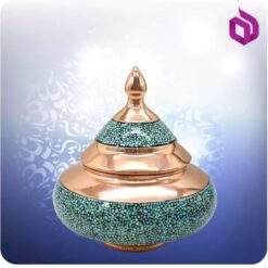 قندان سفینه مس و فیروزه کوب کوچک شمائی