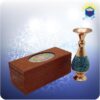 گلدان مس و فیروزه کوبی طرح صراحی ۱۶ سانتی با جعبه MDF چرمی