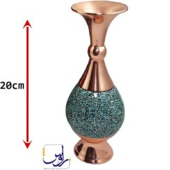 پک هدیه گلدان صراحی 20 فیروزه کوب با جعبه دکوپاژ