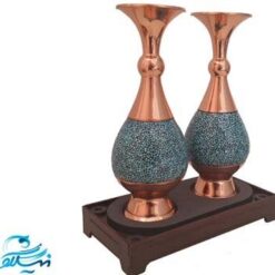 پک جفت گلدان 20 سانتی فیروزه کوبی با جعبه موزه ای