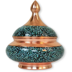 قندان مس و فیروزه کوب به (ارتفاع 11 س)