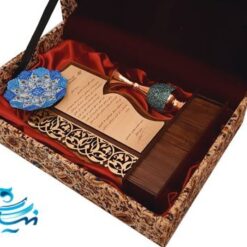 تندیس تلفیقی بشقاب مینا و گلدان فیروزه کوبی