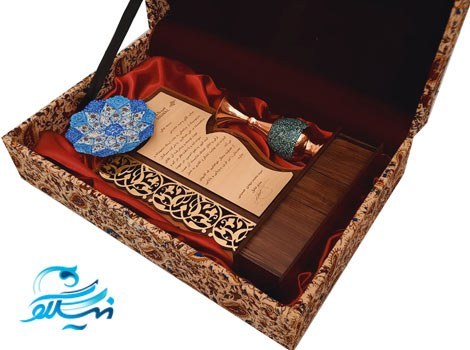تندیس تلفیقی بشقاب مینا و گلدان فیروزه کوبی