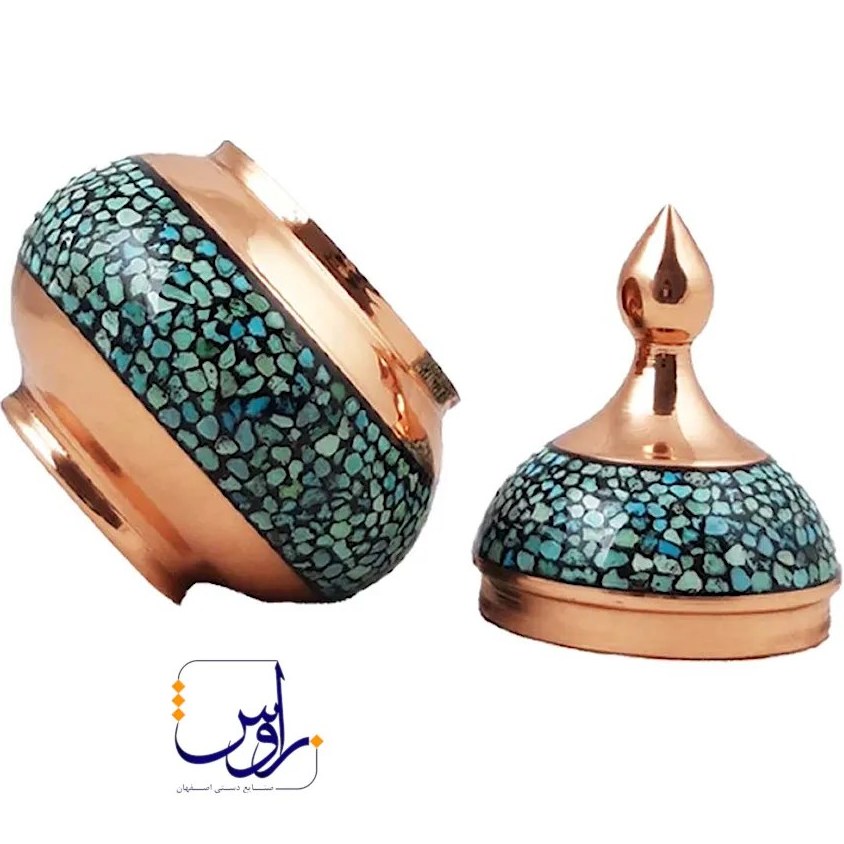 سرویس چای خوری شش نفره فیروزه کوبی ساده با جعبه درب لپ تاپی