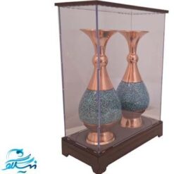 پک جفت گلدان 20 سانتی فیروزه کوبی با جعبه موزه ای