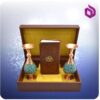 قرآن پالتويی چرم با دو گلدان مس و فیروزه 16 سانتی متری