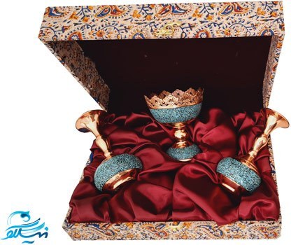 ست هدیه گلدان و آجیل خوری فیروزه کوبی