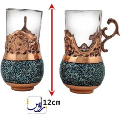 سرویس چای خوری شش نفره فیروزه کوبی ساده با جعبه درب لپ تاپی
