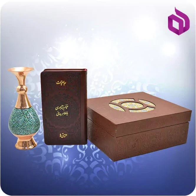 خيام و باباطاهر پالتويی چرم با گلدان فیروزه 16