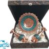 ست هدیه ظروف مس و فیروزه با جعبه نفیس