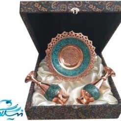 ست هدیه ظروف مس و فیروزه با جعبه نفیس