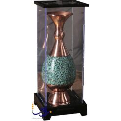 پک هدیه گلدان 30 فیروزه کوبی با جعبه پلکسی