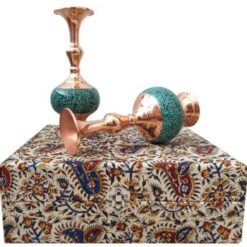 ست گلدان فیروزه کوبی ۲۵ سانتی با جعبه نفیس ترمه