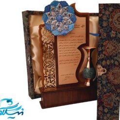 تندیس تلفیقی بشقاب مینا و گلدان فیروزه کوبی