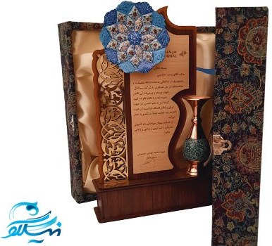 تندیس تلفیقی بشقاب مینا و گلدان فیروزه کوبی