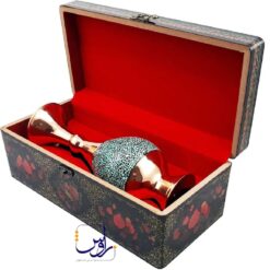 پک هدیه گلدان صراحی 20 فیروزه کوب با جعبه دکوپاژ