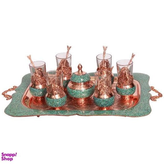 سرویس چای خوری 8 پارچه فیروزه کوبی کد 2326