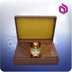 حافظ و خيام و باباطاهر پالتويی چرم با گلدان فیروزه 16 سانتی متری