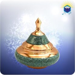 قندان سفینه مس و فیروزه کوب بزرگ آقاجانی