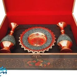 پک هدیه گلدان و بشقاب فیروزه کوبی و مس