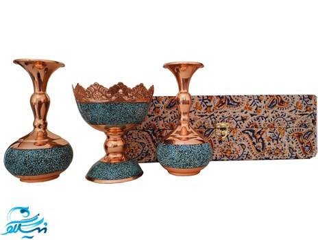 ست هدیه گلدان و آجیل خوری فیروزه کوبی