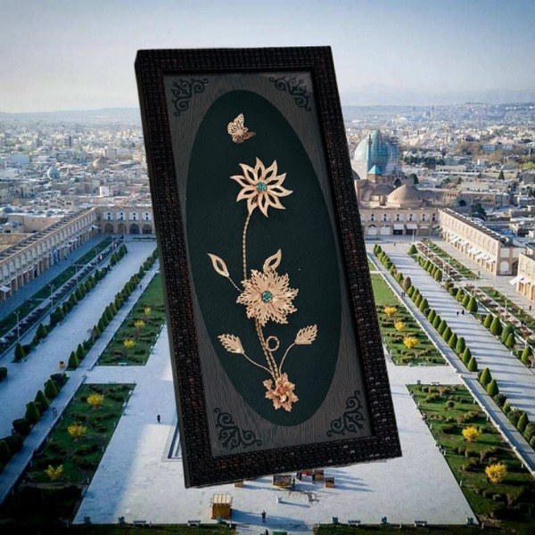 تابلو فیروزهکوبی گل مسی دوگل ساده