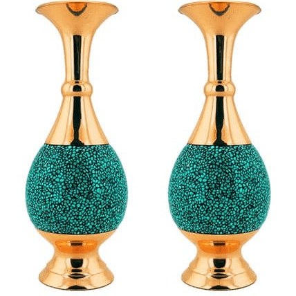 گلدان مسی فیروزه کوبی