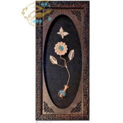 قاب گل مسی فیروزه کوبی تک گل با گلدون