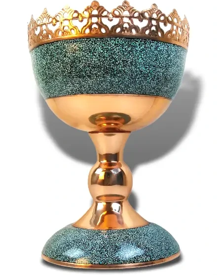 آجیل خوری مس و فیروزه کوبی اصفهان (ارتفاع33 قطر23)