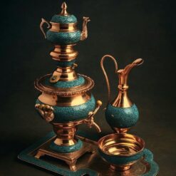 خرید سماور فیروزه‌کوب 5 تیکه سایز 85 | صنایع دستی هنر روح اصفهان