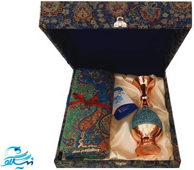 ست گلدان فیروزه کوبی و ترمه با بسته بندی لوکس