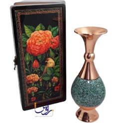 پک هدیه گلدان صراحی 20 فیروزه کوب با جعبه دکوپاژ