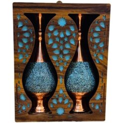 گلدان فیروزه کوبی 20cm همراه با جعبه هدیه سنتی