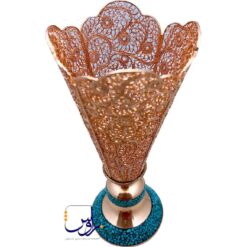 گلدان بیشین فیروزه کوب و ملیله کاری