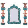 ست سه تکه لاله و آینه 36 سانتی مس و فیروزه کوبی
