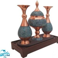 پک گلدان 20 و شکلات خوری 25 سانت فیروزه کوبی و باکس پلکسی