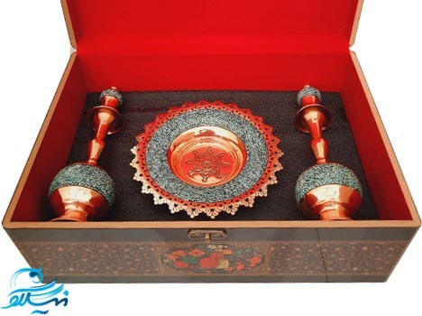 ست تنگ و بشقاب فیروزه کوبی با جعبه