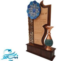 تندیس تلفیقی بشقاب مینا و گلدان فیروزه کوبی