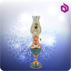 چراغ نفتی فرانسوی مس و فیروزه کوب شمائی (کد 50367)