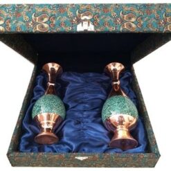 ست گلدان فیروزه کوبی با جعبه ترمه