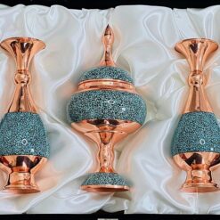 ست مدیریتی فیروزهکوبی گلدان و شکلاتخوری با بستهبندی مخمل
