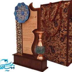 تندیس تلفیقی بشقاب مینا و گلدان فیروزه کوبی