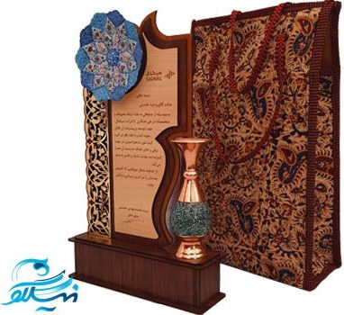 تندیس تلفیقی بشقاب مینا و گلدان فیروزه کوبی